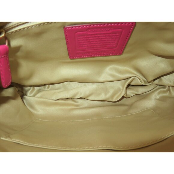 Coach 2008 Bonnie Brass Kisslock Purse Pink Full Grain Leather & Chain strap cro - Picture 6 of 11